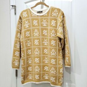VTG Dana Scott White & Metallic Gold Holiday Pull Over Sweater S…